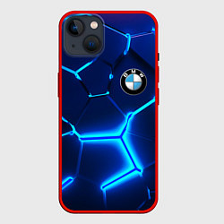 Чехол для iPhone 14 Plus BMW LOGO 3Д ПЛИТЫ ГЕОМЕТРИЯ, цвет: 3D-красный