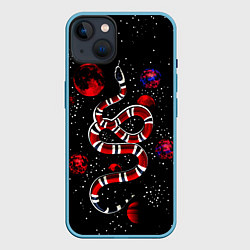 Чехол для iPhone 14 Plus Змея в Красном Космосе Space Snake, цвет: 3D-голубой