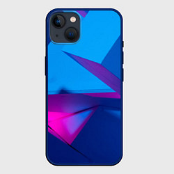 Чехол для iPhone 14 Plus Абстрактные геометрические фигуры - Синий, цвет: 3D-тёмно-синий