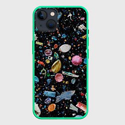 Чехол для iPhone 14 Plus Космический мусор, цвет: 3D-мятный