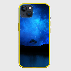 Чехол для iPhone 14 Plus Звездное небо и одинокое дерево, цвет: 3D-желтый