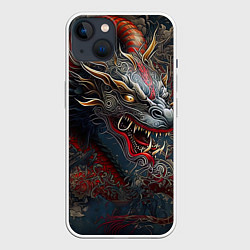 Чехол для iPhone 14 Plus Дракон Irezumi, цвет: 3D-белый