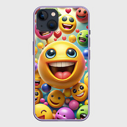 Чехол для iPhone 14 Plus Смайлы позитив, цвет: 3D-серый