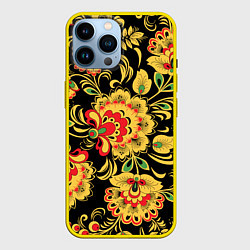 Чехол для iPhone 14 Pro Max Желтая хохлома, цвет: 3D-желтый
