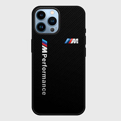 Чехол для iPhone 14 Pro Max BMW M PERFORMANCE CARBON КАРБОН, цвет: 3D-черный