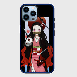 Чехол для iPhone 14 Pro Max Клинок рассекающий демонов, цвет: 3D-тёмно-синий