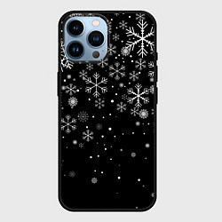 Чехол для iPhone 14 Pro Max Снежинки - С Новый год, цвет: 3D-черный