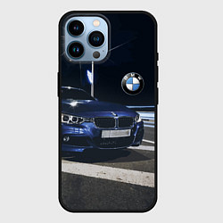 Чехол для iPhone 14 Pro Max BMW на ночной трассе, цвет: 3D-черный