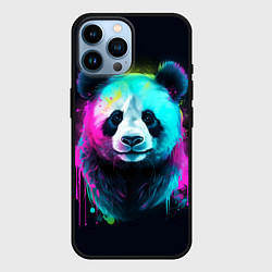 Чехол для iPhone 14 Pro Max Панда в неоновых красках, цвет: 3D-черный