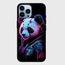 Чехол для iPhone 14 Pro Max Панда в красках киберпанк, цвет: 3D-черный