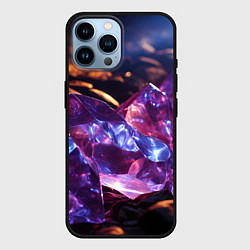 Чехол для iPhone 14 Pro Max Фиолетовые комические камни, цвет: 3D-черный