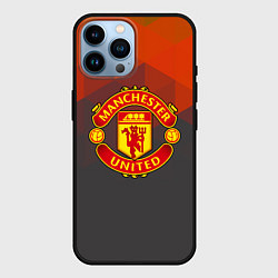 Чехол для iPhone 14 Pro Max Манчестер Юнайтед полигональный красный, цвет: 3D-черный