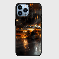 Чехол для iPhone 14 Pro Max Желтый БМВ в огне, цвет: 3D-черный
