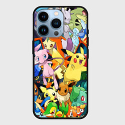 Чехол для iPhone 14 Pro АНИМЕ, ПОКЕМОНЫ ВСЕ ПЕРСОНАЖИ POKEMON, цвет: 3D-черный