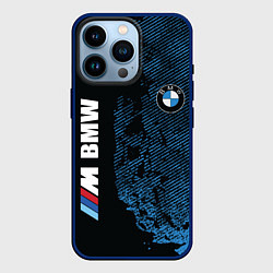 Чехол для iPhone 14 Pro BMW M Series Синий Гранж, цвет: 3D-тёмно-синий