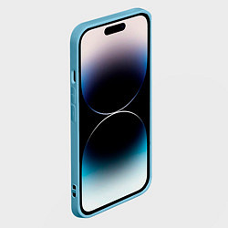 Чехол для iPhone 14 Pro Неоновая пыль и лучи - Тёмно-розовый, цвет: 3D-голубой — фото 2