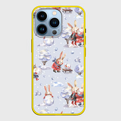 Чехол для iPhone 14 Pro Поиграем в снежки, цвет: 3D-желтый