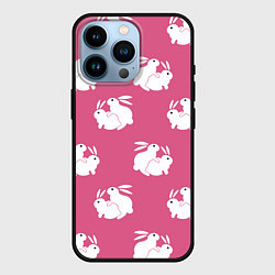 Чехол для iPhone 14 Pro Сексуальные кролики на розовом, цвет: 3D-черный