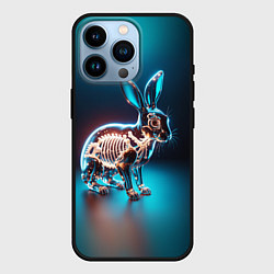 Чехол для iPhone 14 Pro Прозрачный стеклянный кролик, цвет: 3D-черный