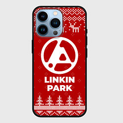 Чехол для iPhone 14 Pro Новогодний Linkin Park 2024 с оленями, цвет: 3D-черный