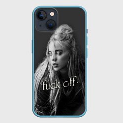 Чехол для iPhone 14 Billie Eilish fak off, цвет: 3D-голубой