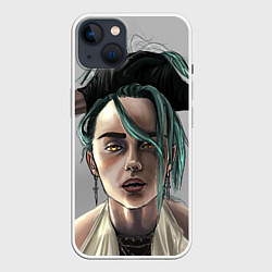 Чехол для iPhone 14 Билли Айлиш, цвет: 3D-белый