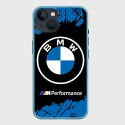 Чехол для iPhone 14 BMW БМВ, цвет: 3D-голубой