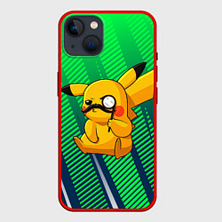 Чехол для iPhone 14 Детектив Пикачу, цвет: 3D-красный