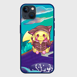 Чехол для iPhone 14 Покемон в костюме, цвет: 3D-тёмно-синий