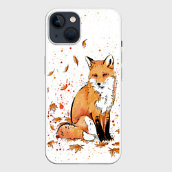 Чехол для iPhone 14 ЛИСА В ЛИСТЬЯХ ОСЕННЕЕ НАСТРОЕНИЕ FOX IN THE FORES, цвет: 3D-белый
