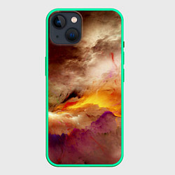 Чехол для iPhone 14 Красочная пасмурность, цвет: 3D-мятный