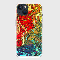 Чехол для iPhone 14 Хаотичные линии Abstract pattern, цвет: 3D-белый