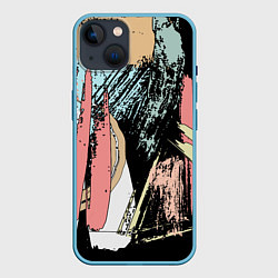 Чехол для iPhone 14 Абстрактные мазки цветной краской abstraction, цвет: 3D-голубой