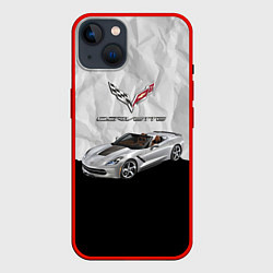 Чехол для iPhone 14 Chevrolet Corvette - motorsport, цвет: 3D-красный