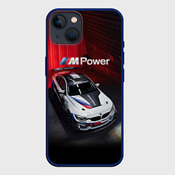 Чехол для iPhone 14 BMW M4 GT4 - Motorsport, цвет: 3D-тёмно-синий