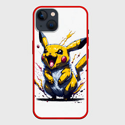 Чехол для iPhone 14 Свирепый пикачу, цвет: 3D-красный