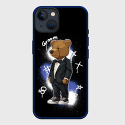 Чехол для iPhone 14 Жених - медведь, цвет: 3D-тёмно-синий
