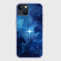Чехол для iPhone 14 Звезда в ночном небе, цвет: 3D-светло-сиреневый