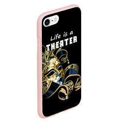Чехол iPhone 7/8 матовый Жизнь - это театр, цвет: 3D-светло-розовый — фото 2