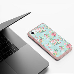 Чехол iPhone 7/8 матовый Цветы ретро 1, цвет: 3D-светло-розовый — фото 2