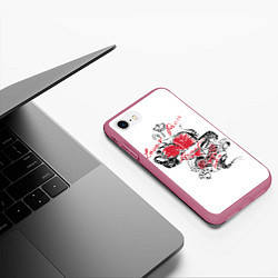 Чехол iPhone 7/8 матовый Рок сердца 6, цвет: 3D-малиновый — фото 2