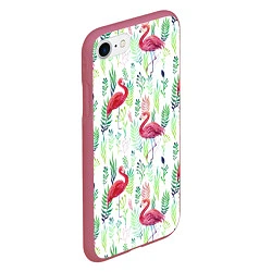 Чехол iPhone 7/8 матовый Цветы и бабочки 2, цвет: 3D-малиновый — фото 2