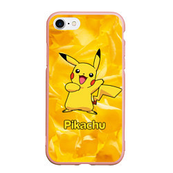 Чехол iPhone 7/8 матовый Pikachu, цвет: 3D-светло-розовый