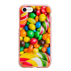 Чехол iPhone 7/8 матовый Сладкие конфетки, цвет: 3D-светло-розовый