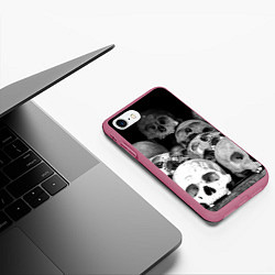 Чехол iPhone 7/8 матовый Черепа, цвет: 3D-малиновый — фото 2
