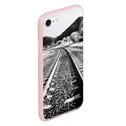 Чехол iPhone 7/8 матовый Железная дорога, цвет: 3D-светло-розовый — фото 2