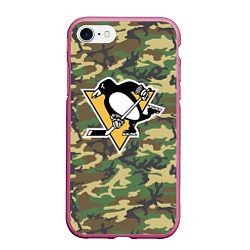 Чехол iPhone 7/8 матовый Penguins Camouflage, цвет: 3D-малиновый