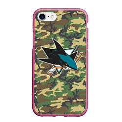 Чехол iPhone 7/8 матовый Sharks Camouflage, цвет: 3D-малиновый
