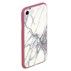 Чехол iPhone 7/8 матовый Белый мрамор, цвет: 3D-малиновый — фото 2