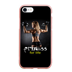 Чехол iPhone 7/8 матовый Fitness for life, цвет: 3D-светло-розовый